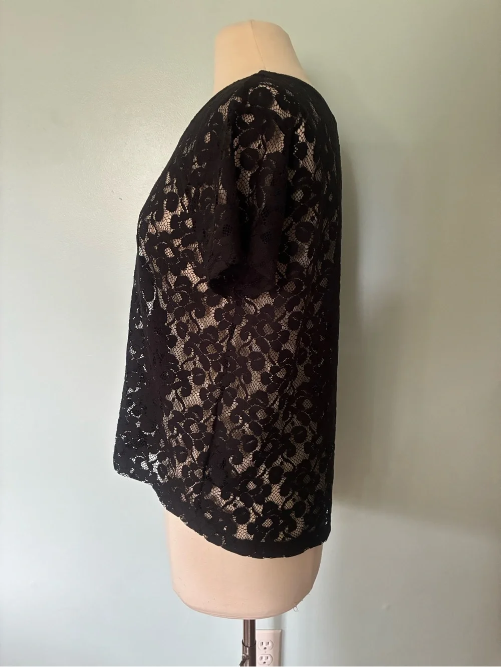 H&M Boxy Sheer Floral Short Sleeve Blouse
